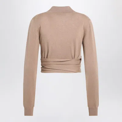 Dolce & Gabbana Cashmere Wrap Cardigan Tie Waist In Brown