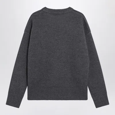 Ami Alexandre Mattiussi Crew Neck Long Sleeve Sweater With Ribbed Edges In Black