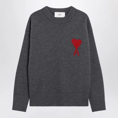 Ami Alexandre Mattiussi Ami Paris Grey Ami De Coeur Wool Sweater Women In Blue