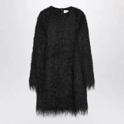 Loulou Studio Fringed Dress With Long Sleeves And Round Neckline In Black