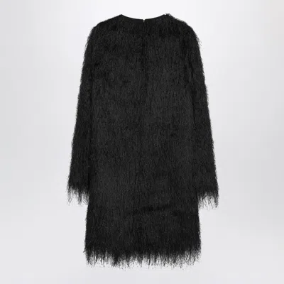 Loulou Studio Fringed Dress With Long Sleeves And Round Neckline In Black