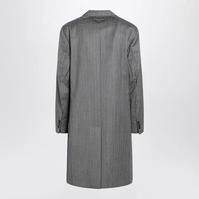 Prada Single-breasted Wool Coat In Gray