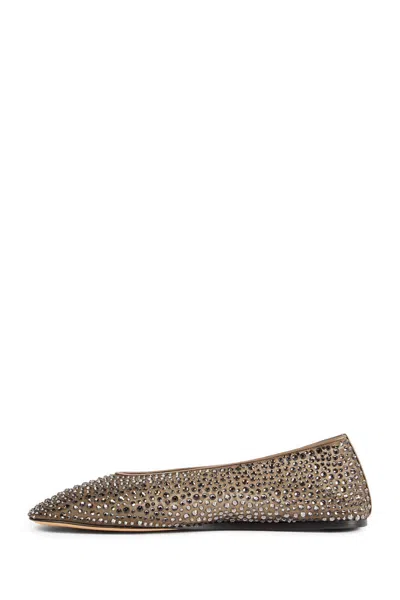 Le Monde Beryl Luna Leather-trimmed Crystal-embellished Mesh Flats In Gold
