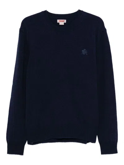 Baracuta Embroidered Crew-neck Sweater In Blue