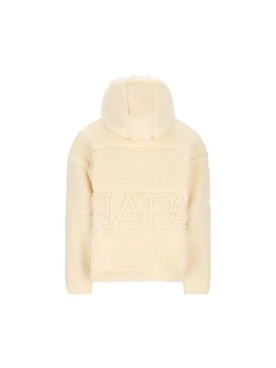 Napapijri Hooded Fleece Jacket In Neutral