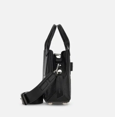 Hogan Script Leather Tote Bag In Black