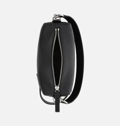 Hogan Crossbody Leather Bag Adjustable Strap In Black