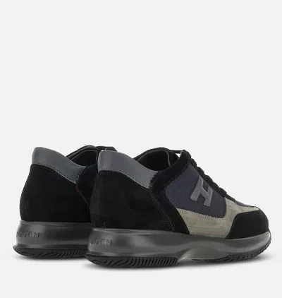 Hogan Interactive Sneakers With Suede And Smooth Leather In Black