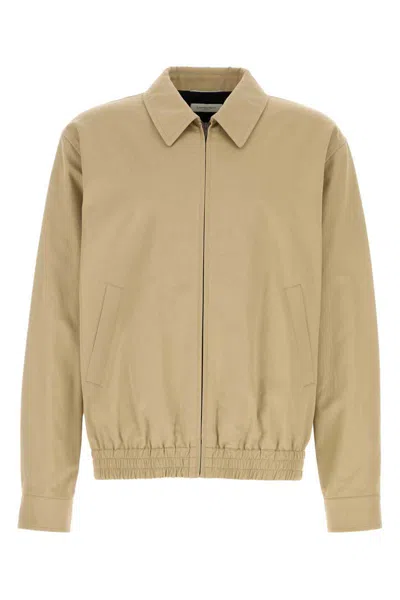 Saint Laurent Tailored Gabardine Jacket Featuring Pockets In Neutral