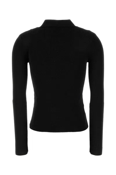 Apc Long Sleeve Polo Shirt With Ribbed Collar In Black