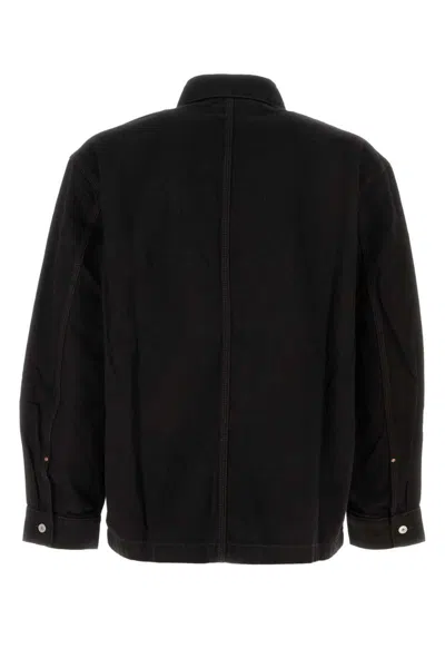Lemaire Relaxed Fit Denim Shirt Featuring Front Pockets And Long Sleeves In Black