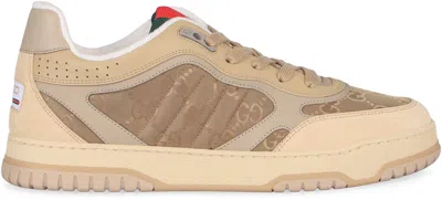 Gucci Gg Cross Web Sneakers In Suede In Neutral