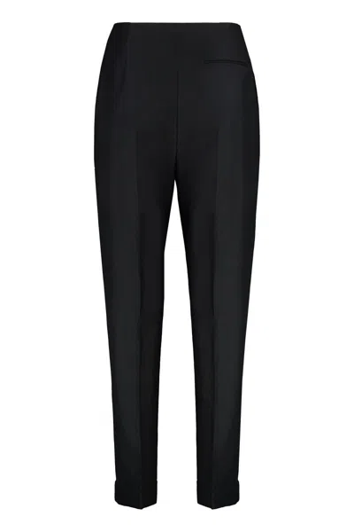 Alberta Ferretti Pleated-cuffed Trousers In Black