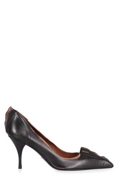 Prada Leather Pumps In Black