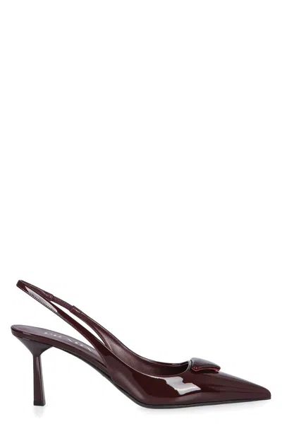 Prada 75mm Pointed Toe Slingback Pumps In Brown