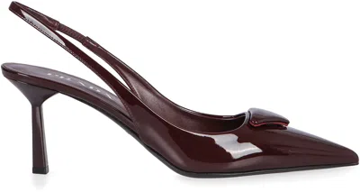 Prada 75mm Pointed Toe Slingback Pumps In Brown