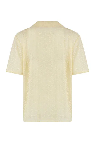 Saint Laurent Embroidered Muslin Pajama Set In Nude