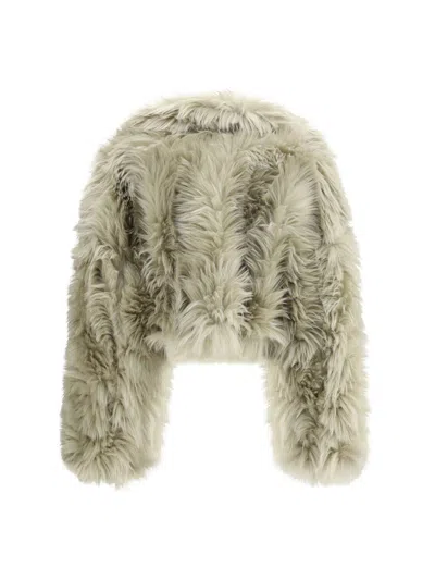 The Latest Cropped Faux Fur Jacket With Plush Texture In Gray