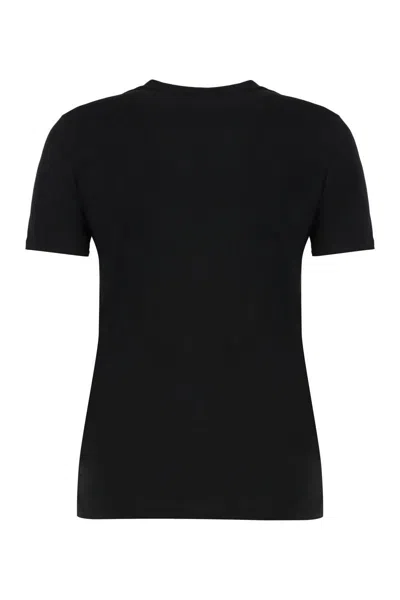 Elisabetta Franchi Short-sleeved T-shirt With Classic Crew Neck In Black