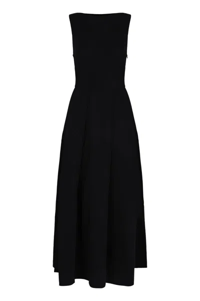 Emporio Armani Robe Sans Manche Avec Plis En Cady Technique In Black