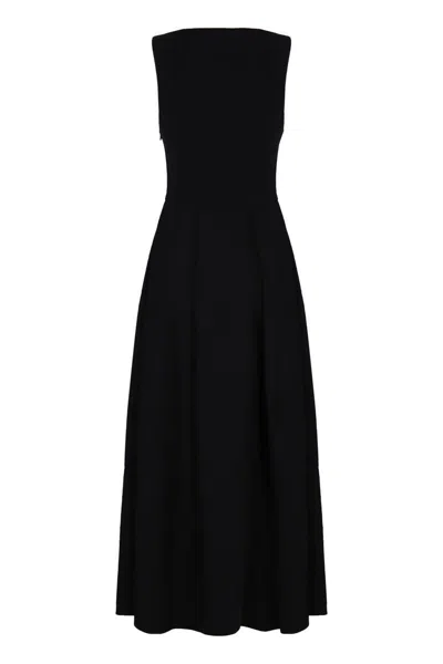 Emporio Armani Robe Sans Manche Avec Plis En Cady Technique In Black