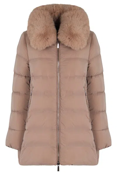 Moorer Dorado Fur Collar Down Jacket In Pink