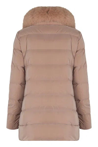 Moorer Dorado Fur Collar Down Jacket In Pink
