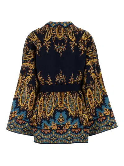 Etro Paisley Print Cape In Black