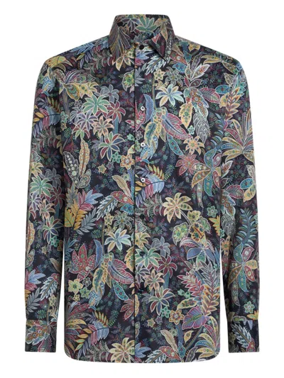 Etro Floral Print Long Sleeve Button-down Shirt In Multi