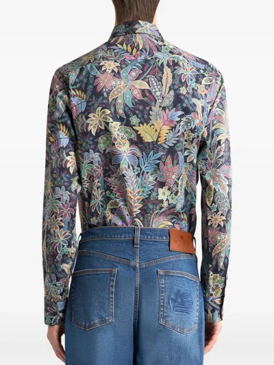Etro Floral Print Long Sleeve Button-down Shirt In Multi