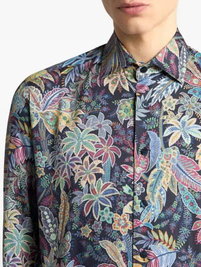 Etro Floral Print Long Sleeve Button-down Shirt In Multi