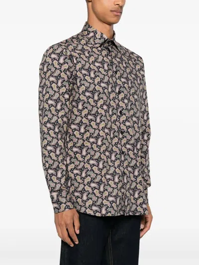 Etro Roma Paisley Print Shirt In Brown