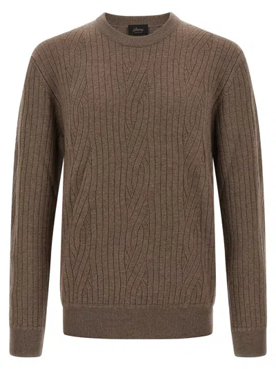 Brioni Ribbed And Braid Sweater Sweaters And Cardigans Brown In Brown
