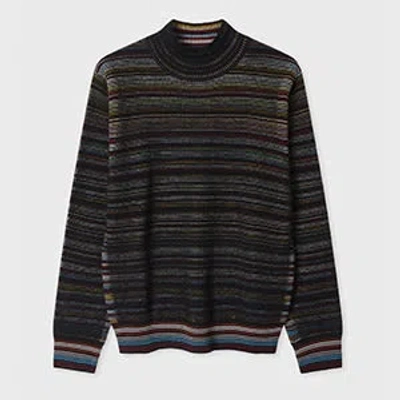 Paul Smith Signature Stripe Waffle Roll Neck Jumper In Multi
