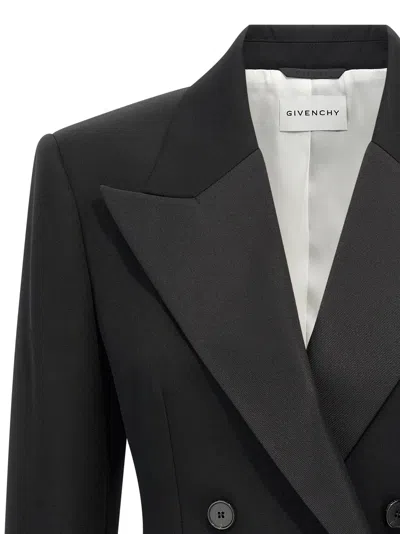 Givenchy Double-breasted Faille-trimmed Grain De Poudre Wool Blazer In Black