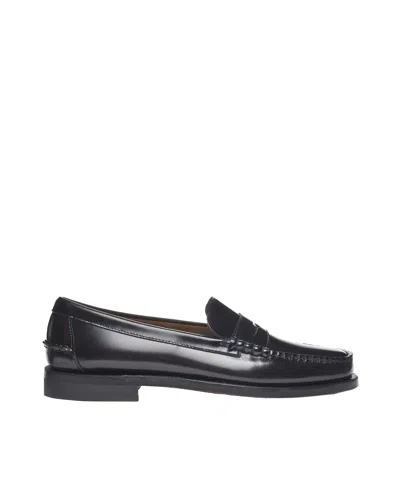 Sebago Black Leather Loafers In Nero Nero