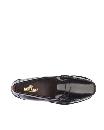 Sebago Black Leather Loafers In Nero Nero