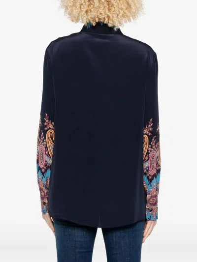 Etro Paisley-print Silk Shirt In Blue