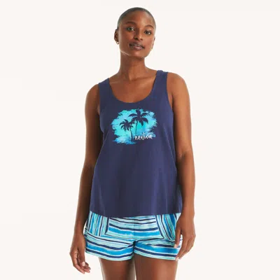 Nautica Womens Pajama Short Set In Blue