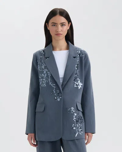 Nvlt Sequin Embellished Single Button Blazer In Blue