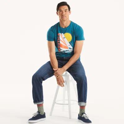 Nautica Mens Sailing Apparel Graphic T-shirt In Blue