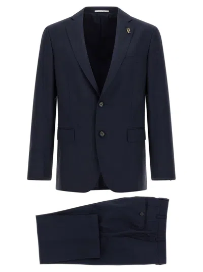 Pal Zileri Tailored Single-breasted Dress Featuring Pockets In Blue