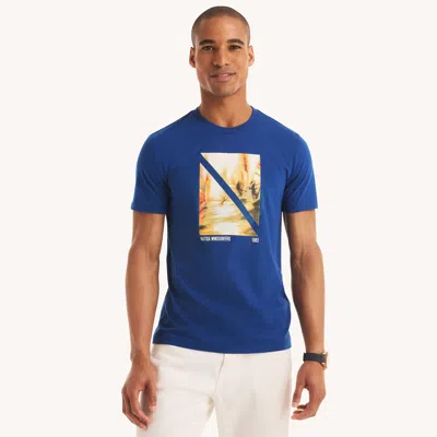 Nautica Mens Windsurfers Graphic T-shirt In Blue