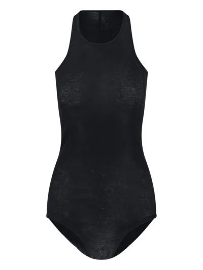 Rick Owens Racer-back Curved-hem Top In Black