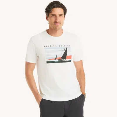 Nautica Mens Sailing Graphic T-shirt In White
