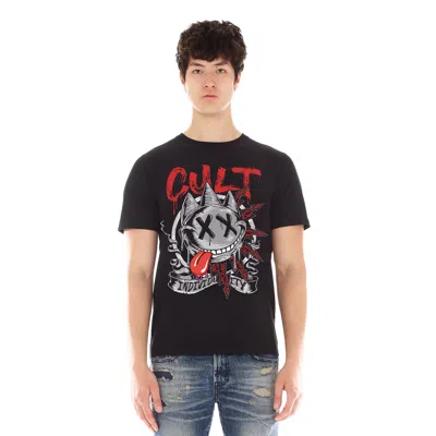 Cult Of Individuality Short Sleeve Crew Neck Tee "zany Face" In Black