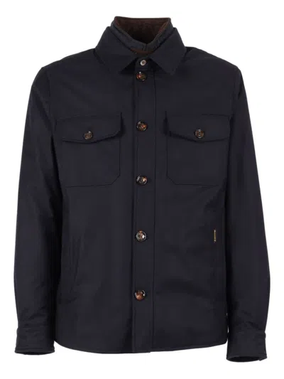 Moorer Tailored Black Wool And Cashmere Duino-ll Jacket In Blue