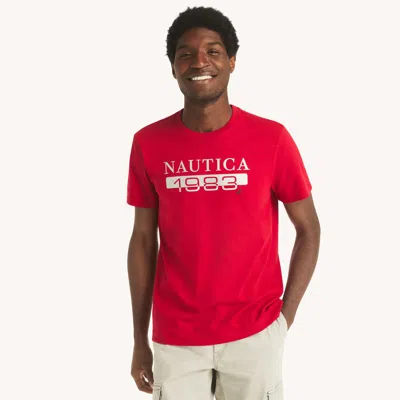 Nautica Mens Foil 1983 Graphic T-shirt In Red