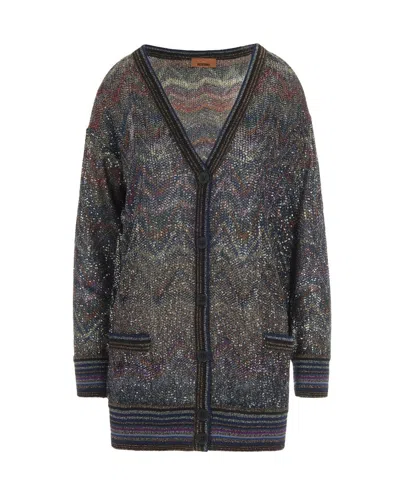 Missoni Zigzag Pattern Cardigan Sweaters And Cardigans Multicolor In Black