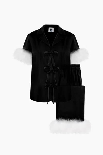 Sleeper Ponyo Pajama Set With Detachable Feathers In Black In Black